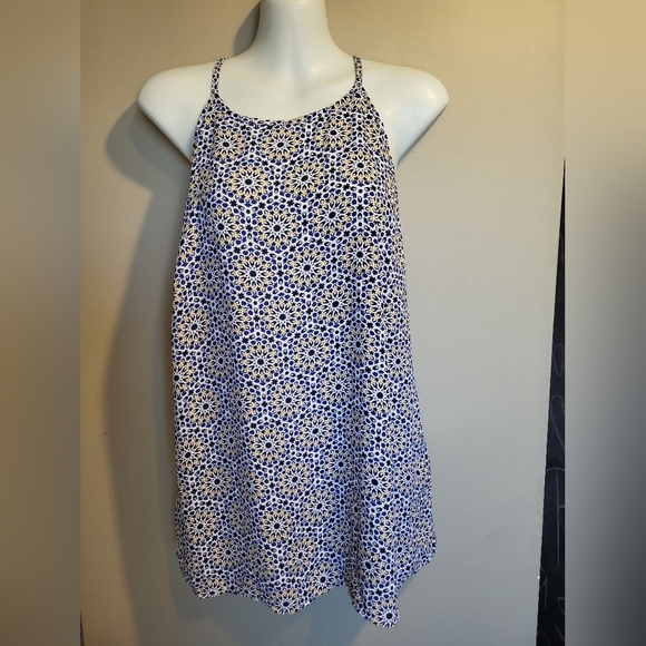 George Blue and Yellow Patterned Tank Top, Size Medium - Picture 1 of 3